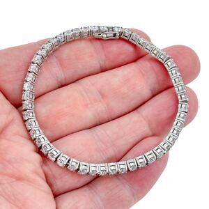 Vintage Sterling Silver 925 Cubic Zirconia Tennis Bracelet 7.5"